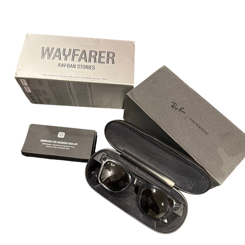 Ray-Ban Stories Wayfarer Smart Glasses RW4002 Meta Facebook Complete Box